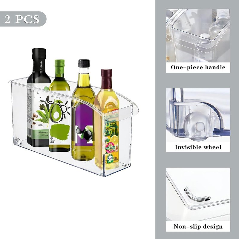 Rolling Under Sink Drawers - 2-Pack Clear Plastic Organizers with Handles & Wheels | Ideal for Kitchen & Pantry Storage