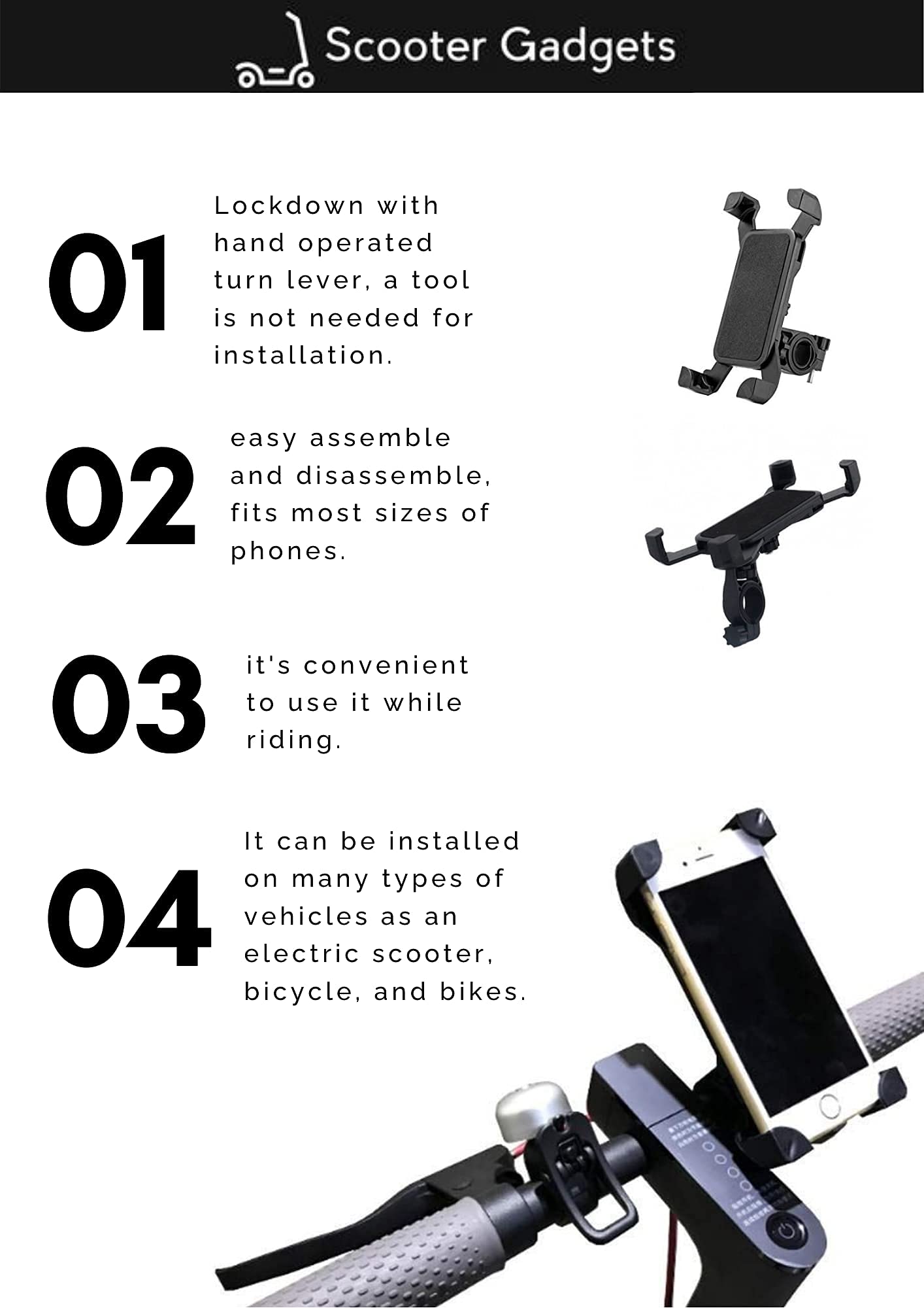 Adjustable Phone Stand Holder for Electric Scooter Comfort Riding