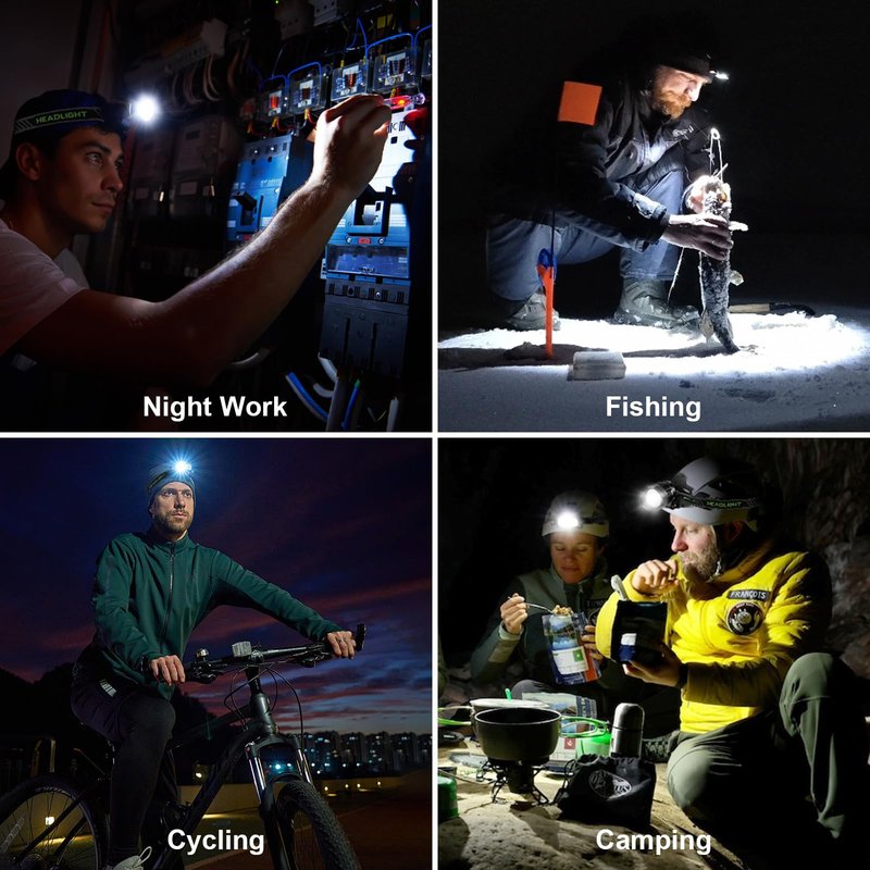 Kungf 3Pack Rechargeable Headlamp Super Bright, 99000 Lumens LED Head Lamp with 3 Modes, 90°Angle & Adjustable Focus Head Lights for Forehead, IPX6 Waterproof HeadLamps for Adults Camping Hiking