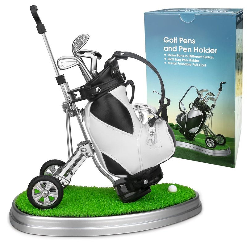 10L0L Golf Pen Holder 3 Club Pens Golf Cart, Mini Office Desk Decor, Funny Gifts for Men, Dad, Boss - Stocking Stuffers for Golfers on Birthday, Christmas, Fathers Day