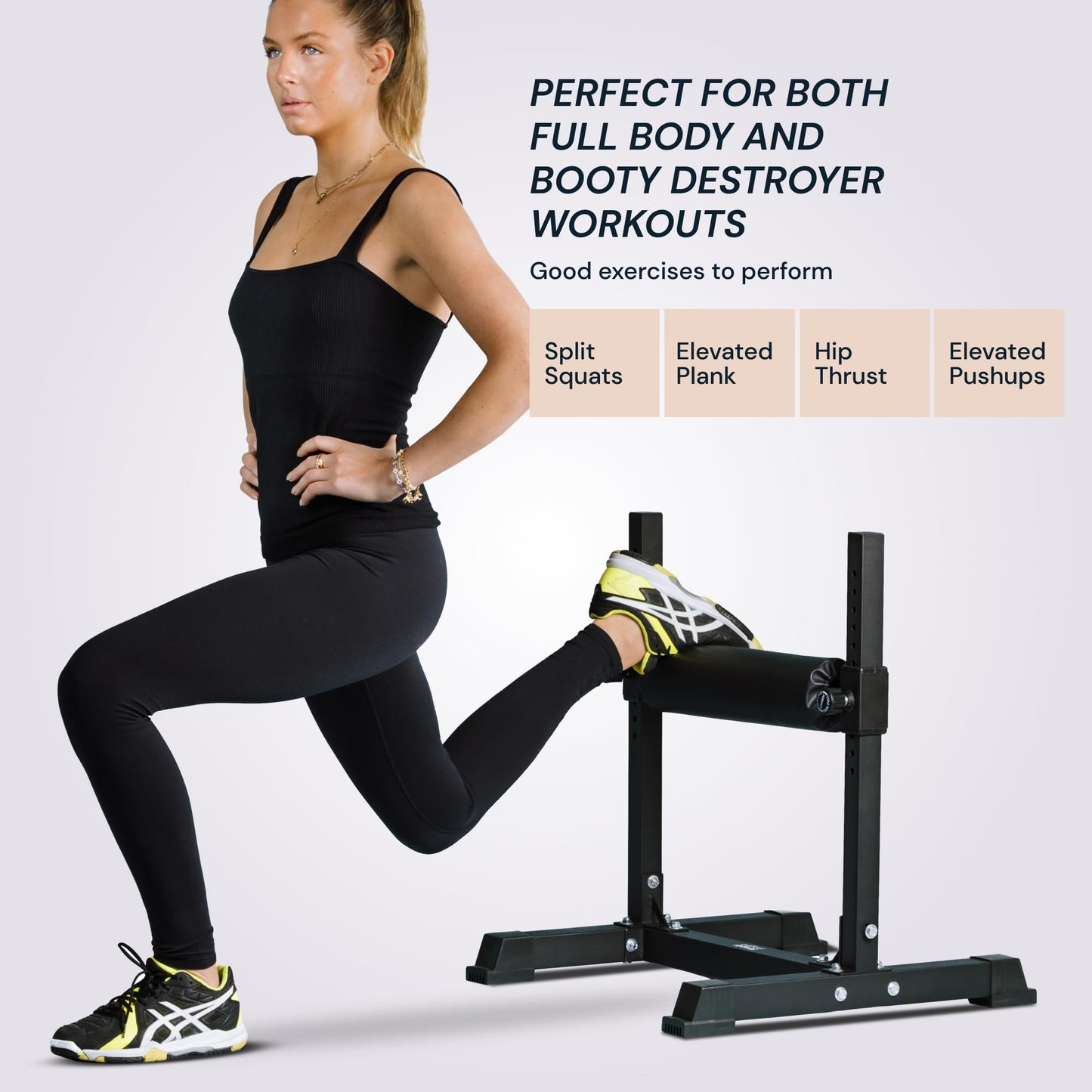 SimplyImagine Bulgarian Split Squat Stand- Adjustable Single Leg Squat Stand- Standing Workout, Ultimate Strength Single Leg Squat Roller Bodyweight and Dumbbell Use- Lower Body Muscles Gym Equipment