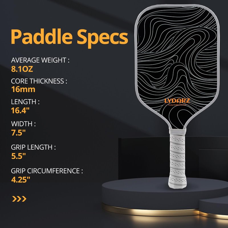 LYDARZ Pickleball Paddles T700 Raw Carbon Fiber Pickleball Paddle with 16mm Power Polymer Core Power and Spin Surface Lightweight Pickle Ball Paddle Designed for Ultimate Spin & Consistency(Wave)