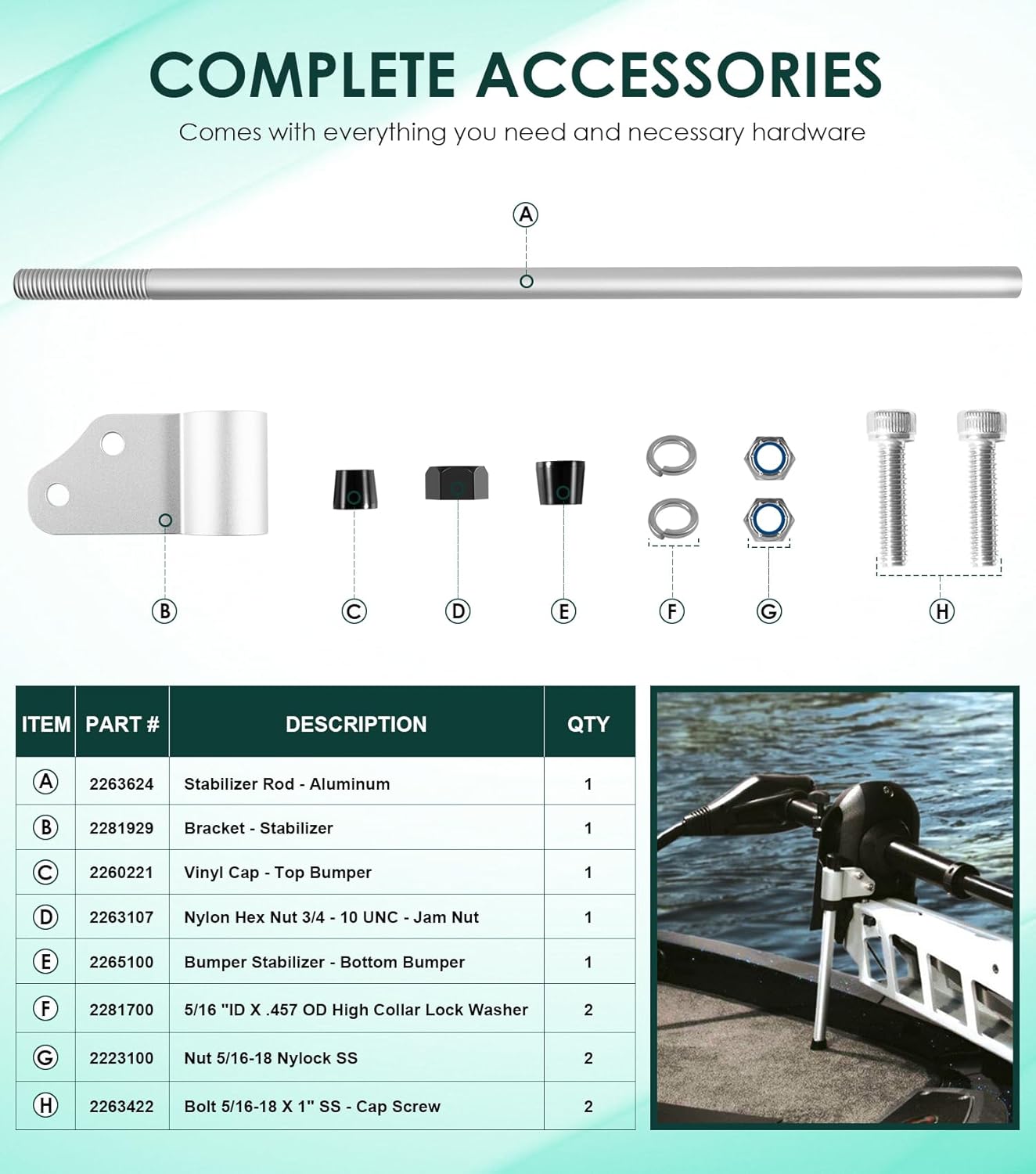 Ultrex Stabilizer Kit - Enhance Stability for Fortrex & Riptide SF Trolling Motors | Easy Installation