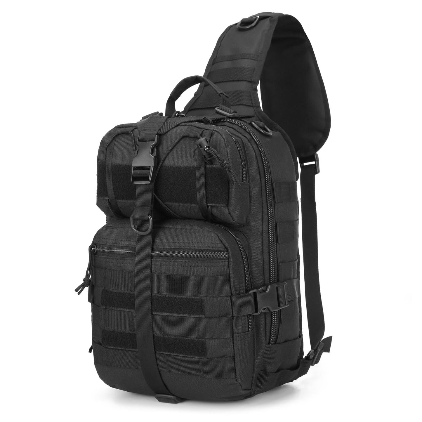 VTACOUTV Tactical Sling Bag Backpack, Military Rover Shoulder Pack, EDC Molle Assault Range Bag for Men Ambidextrous(Black)