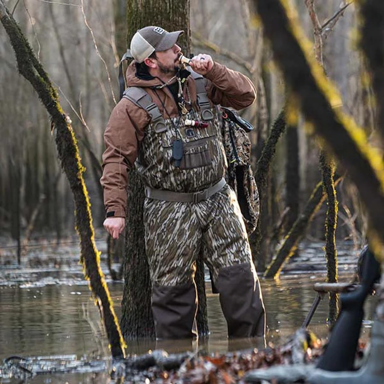 Gator Waders Men's Shield Insulated Waders | Waterfowl Hunting Waterproof Breathable Insulating Chest Waders with Insulated Boots, Mossy Oak Original Bottomland, R8