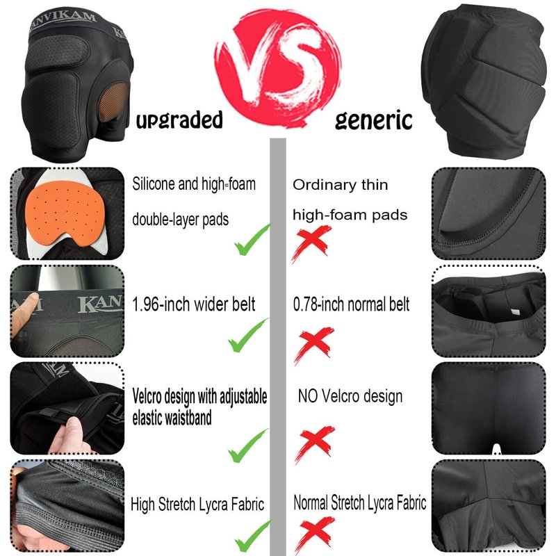 Kids 3D Padded Shorts for Skateboard Skiing Snowboard,Silicone and EVA Pads Shorty Pants Effectively Protect Child's Hips Tailbone
