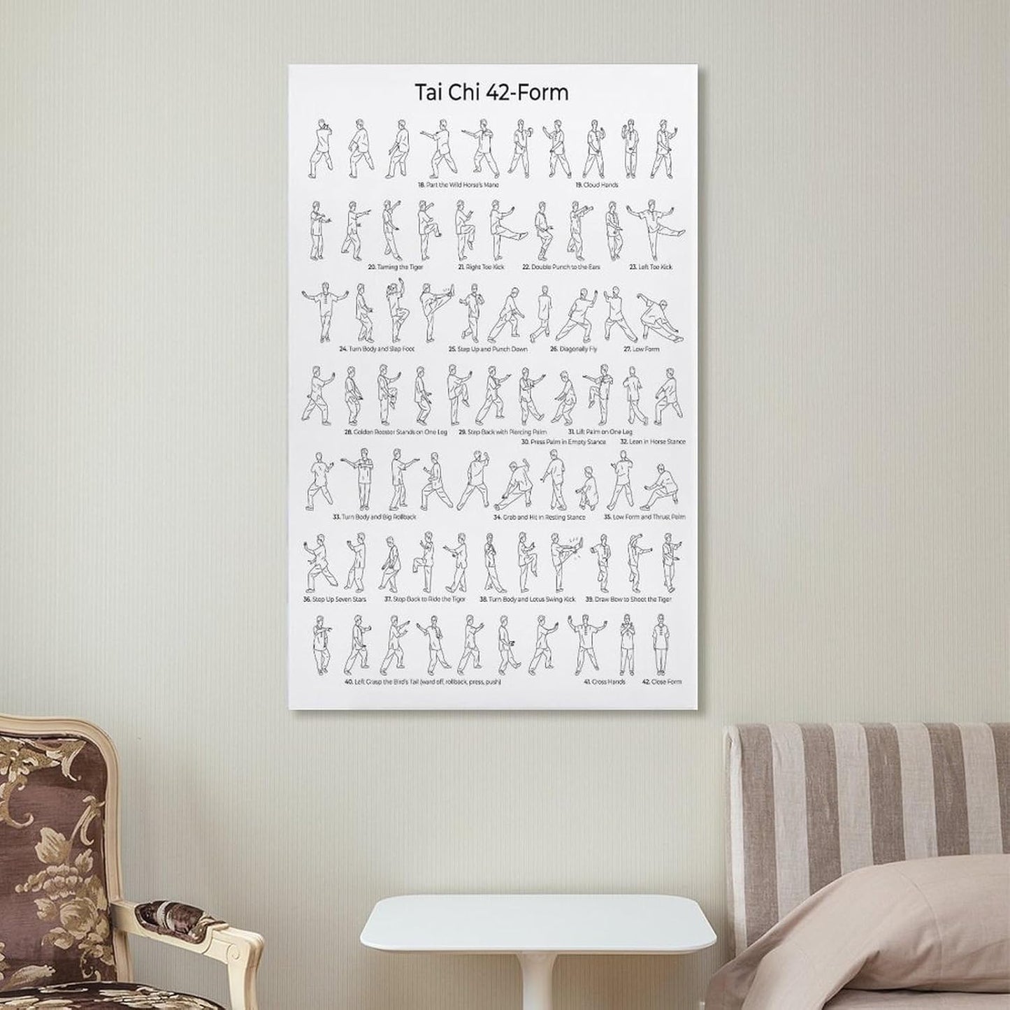 Tai Chi 42-Form Canvas Wall Art - Modern Bedroom Decor | Unframed 12x18 Inch Print