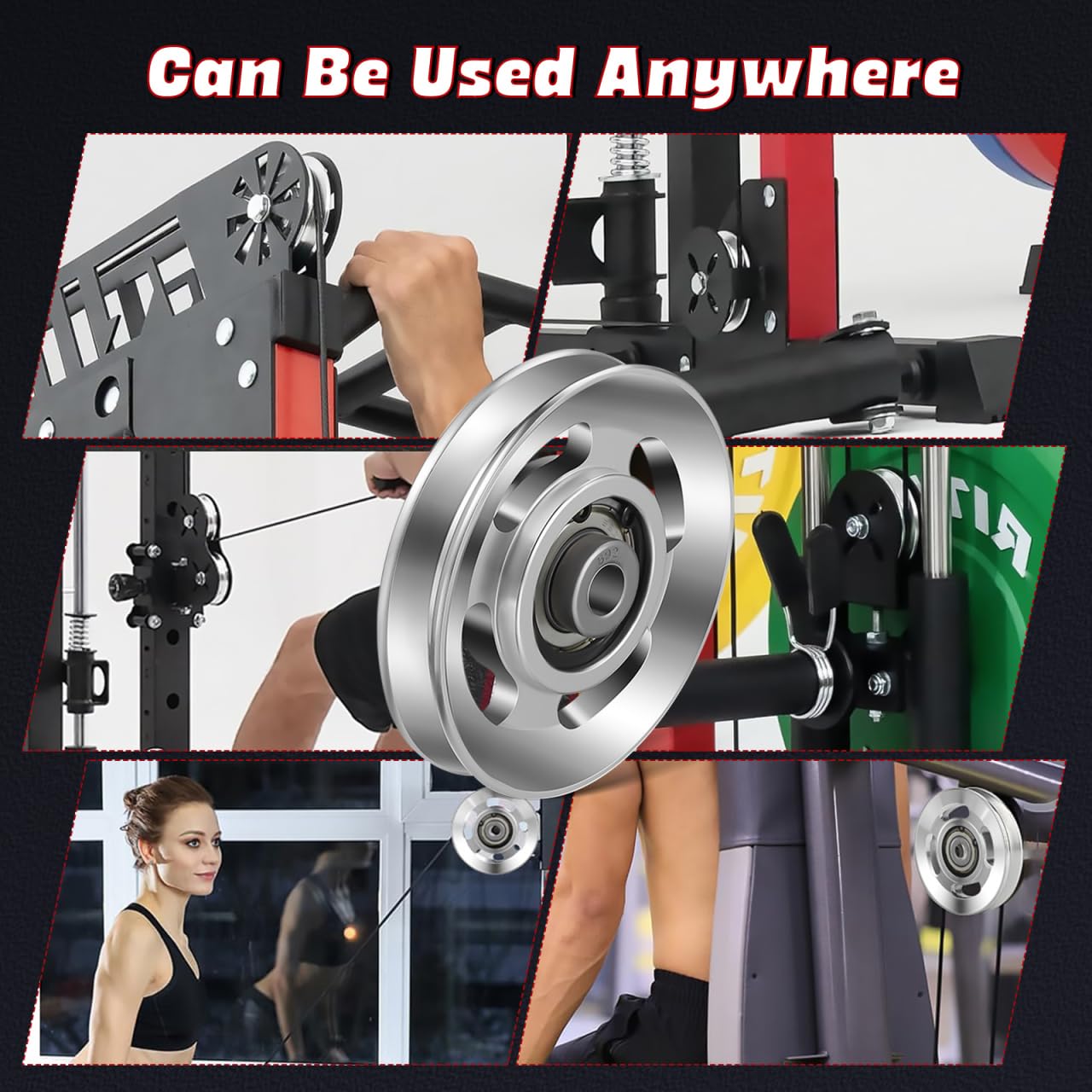 Healifty Aluminum Pulley Wheel Heavy Duty Gym Equipment Accessories 3.46X3.46X0.78 Inch Smooth Bearing Cable Pulley Replacement for Fitness Machines