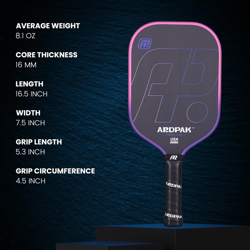 ARDPAK Pickleball Paddle, T700 Carbon Fiber Abrasion-Resistant Surface, 16MM Polypropylene Honeycomb core, USAPA Approved, High Grit,The Pickleball Paddle Designed for Control Spin & Consistency