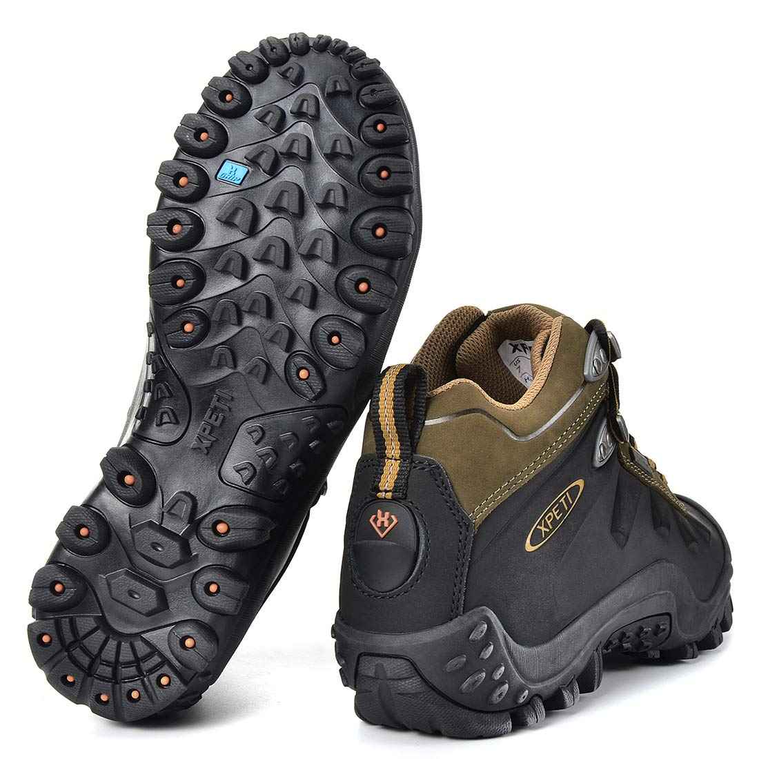 XPETI Men's Insulated Waterproof Hiking Winter Snow Boots Black/Green 10.5