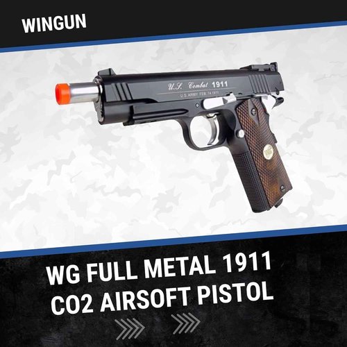 500 fps new full metal wg airsoft m 1911 gas co2 hand gun pistol w/ 6mm bb bbs(Airsoft Gun)
