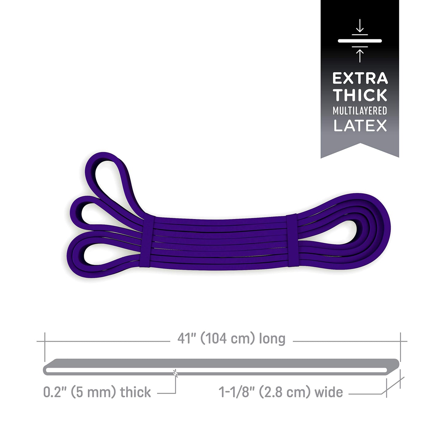 The x Bands Extra Durable Long Resistance Bands by Best for Exercise, Pull-Ups, Powerlifting, Mobility Training, CrossFit, Stretching, Yoga, Fitness, and Workout - Single Band or Set of 2 (Purple)