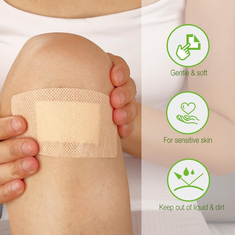 Silicone Bandages for Sensitive Skin - Hypoallergenic & Waterproof Wound Care | Large 2x4 Inch (40 Count)