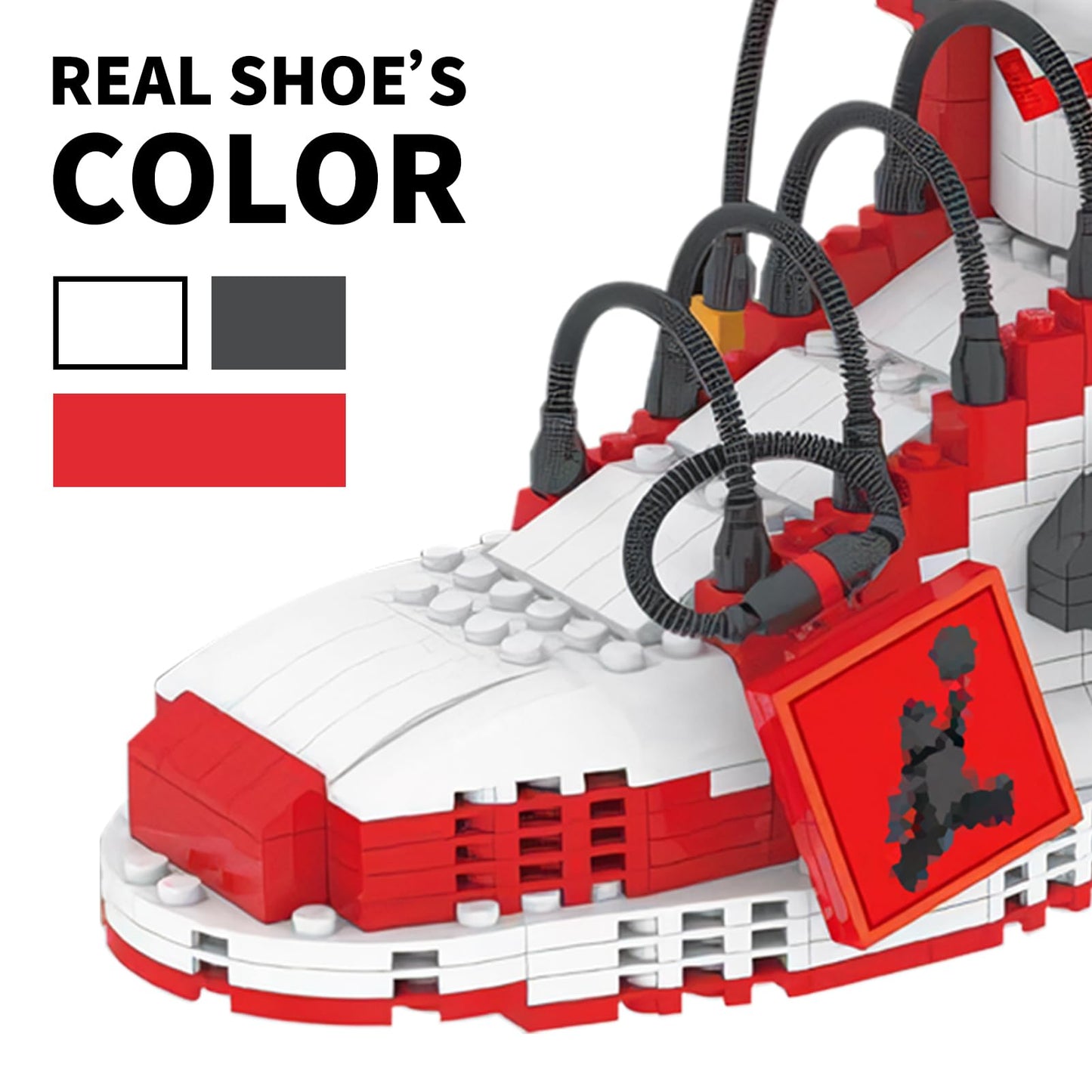 RFFTQQ Air J Sneaker Building Blocks Set with aJ Keychain, aJordan Shoes, Best Gift for Basketball Fans (a1 white red)