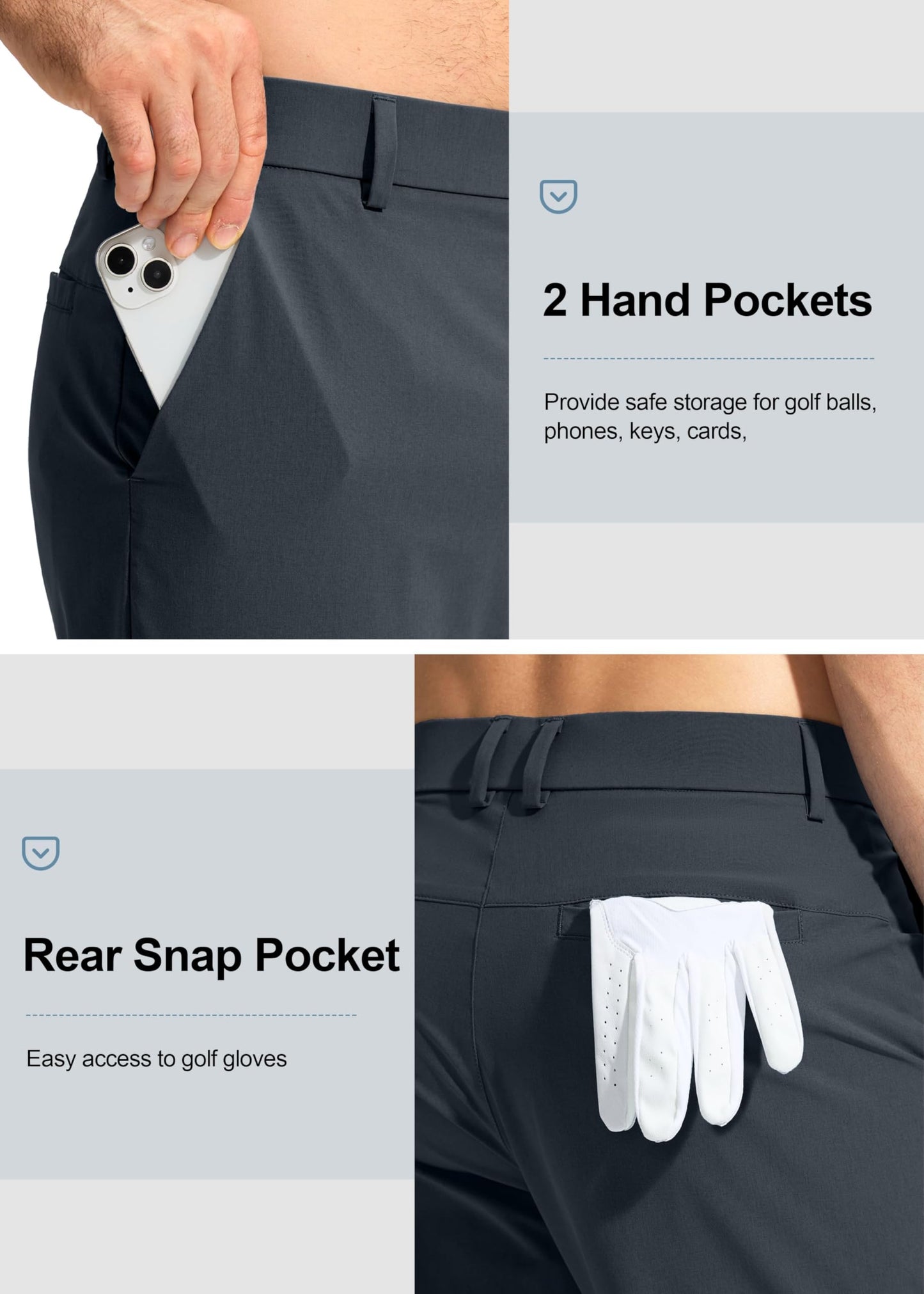 Pudolla Golf Pants for Men Stretch Dress Pants Mens Work Pants 32 Lightweight Quick Dry Casual Slacks Trousers with Pockets(Iron Grey 32Wx32L)