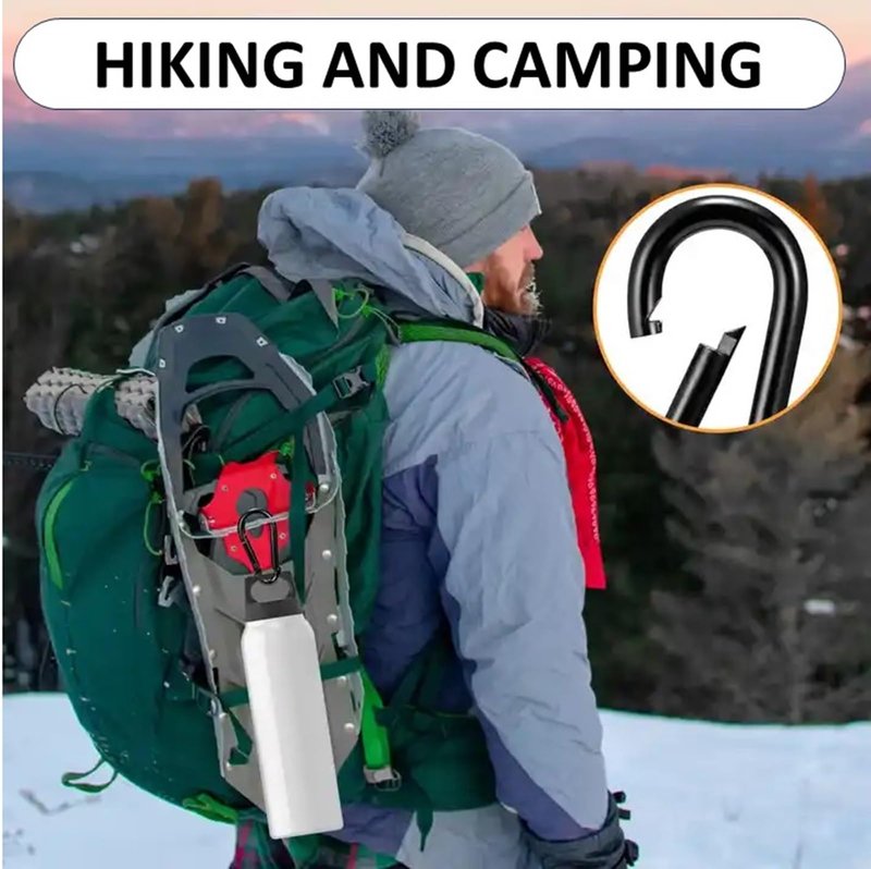 Branded Boards Black & Silver Zinc-Galvanized Heavy Duty Bushcraft Carabiner Spring Snap Clip Link Hooks 200-500lb Load 2, 6 & 12 Packs (Black-7cm-12 Pack)