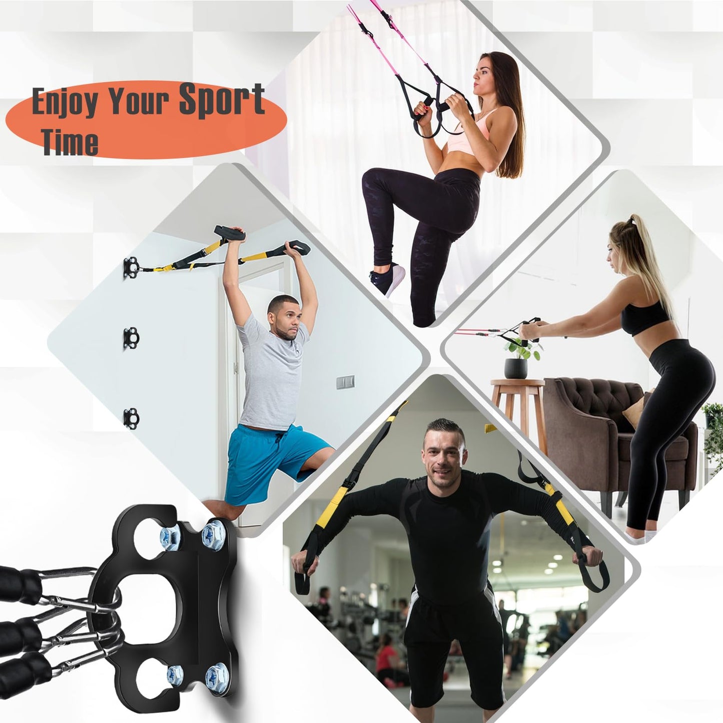 LINGSFIRE Resistance Band Wall Anchors, Space Saving Resistance Band Wall Mount Workout Anchors Resistance Band Hooks Wall-Mounted Clip for Stretching Fitness Yoga and Any Home Gym Workouts