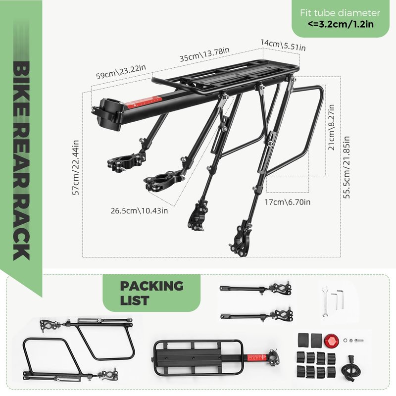 ROCKBROS Rear Bike Rack Quick Release Mountain Bike Rear Rack Aluminum Alloy Bike Cargo Rack