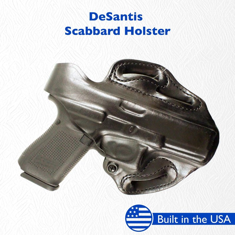 DeSantis Thumb Break Scabbard - OWB Gun Holster for Men and Women - Compatible with Glock 17, 17 Gen 5, 22, 22 Gen 5, 31, 47 - Black, Leather, Right Hand Draw