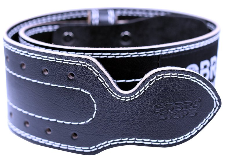 Weight Power Lifting Belt 4” Wide Cobra Grips Premium Genuine Leather Belt for Men & Women Adjustable Weightlifting Back Support (Black, X-Large 41"-49")