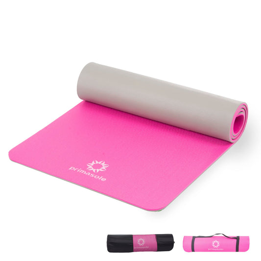 Primasole Yoga Mat Eco-Friendly Material 1/2"(10mm) Non-Slip Yoga Pilates Fitness at Home & Gym Twin Color Azalea Pink/Gray PSS91NH075A