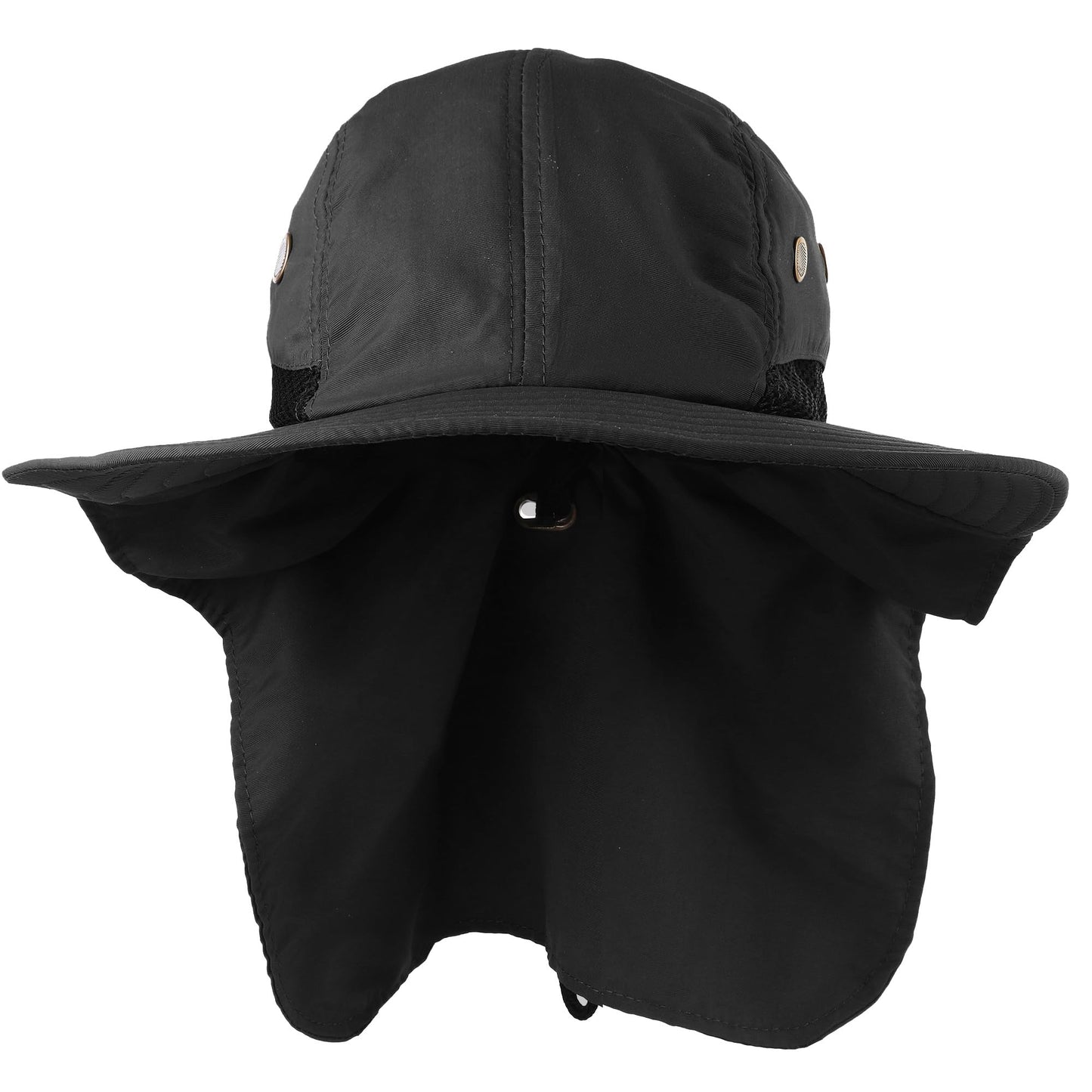 Falari Outdoor Sun Hat, Wide Brim with Neck Flap, Safari Hiking Gardening Fishing Hat - Black