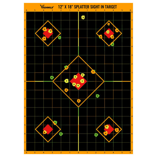 Highwild Sight in Splatter Paper Targets - Splash Effect of Multiple Colors - 12x18 Inch (50 Pack)