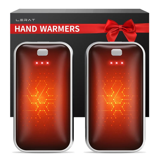 Lerat Hand Warmers Rechargeable 2 Pack, Portable Electric Hand Warmer Max 131℉, Reusable Slim Pocket Heater Handwarmers, Gifts for Men, Women, Outdoor, Golf, Camping, Hunting Essentials