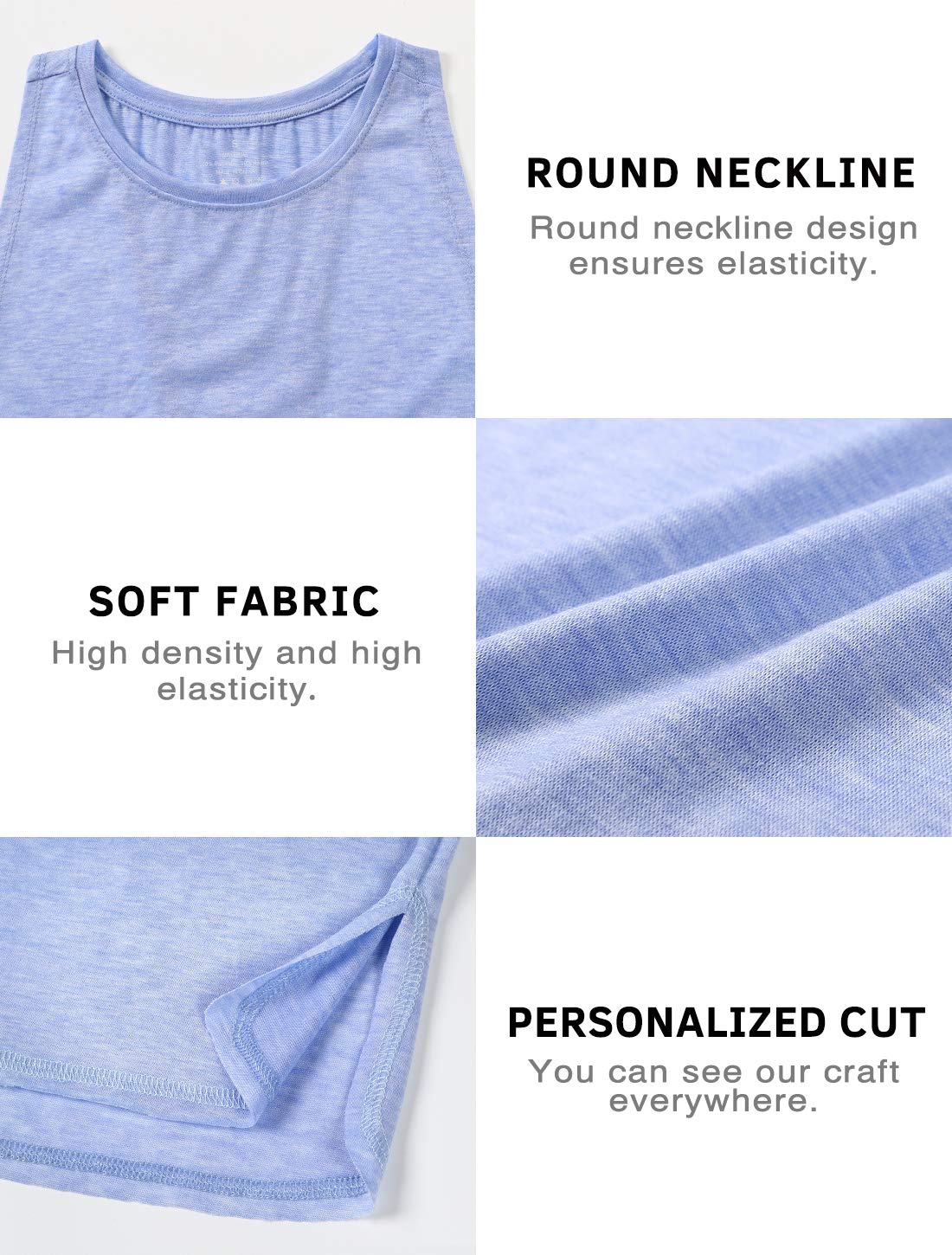 Cosy Pyro Workout Tank Tops for Women Lightweight Running Tanks Basic Gym Tops Sleeveless Athletic Yoga Shirts-4 Pack Black/Light Gray/White/Blue Small