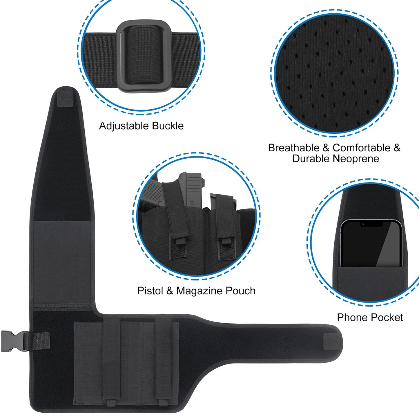 RUIZIH Gun Holster for Men Women Concealed Carry, Universal Shoulder Holster, Adjustable Chest Holsters for Pistols, Fits 1911, Glock 17/19/23, Beretta 92FS, S&Sauer P320/P220, Right Hand