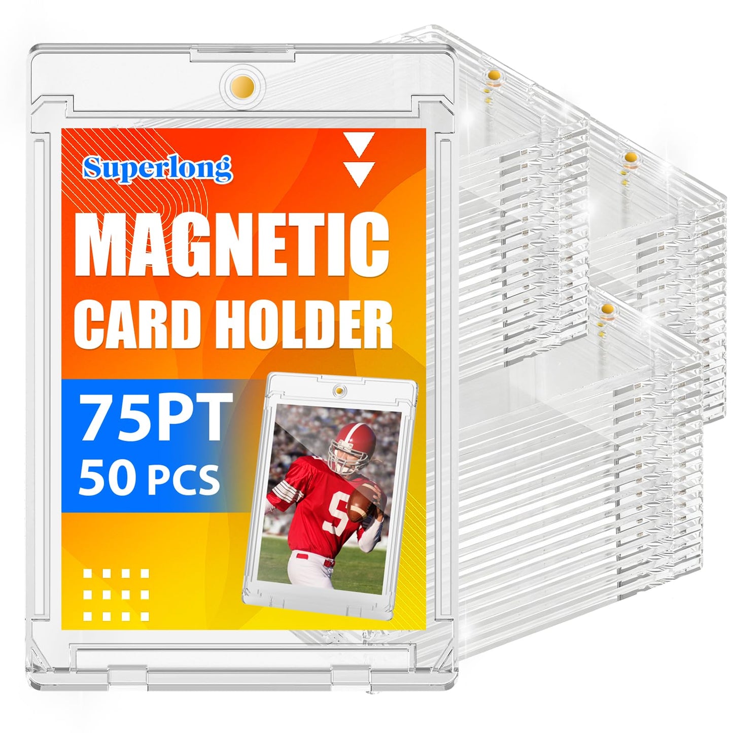 Superlong 50 Packs 75pt Magnetic Card Holders for Trading Cards
