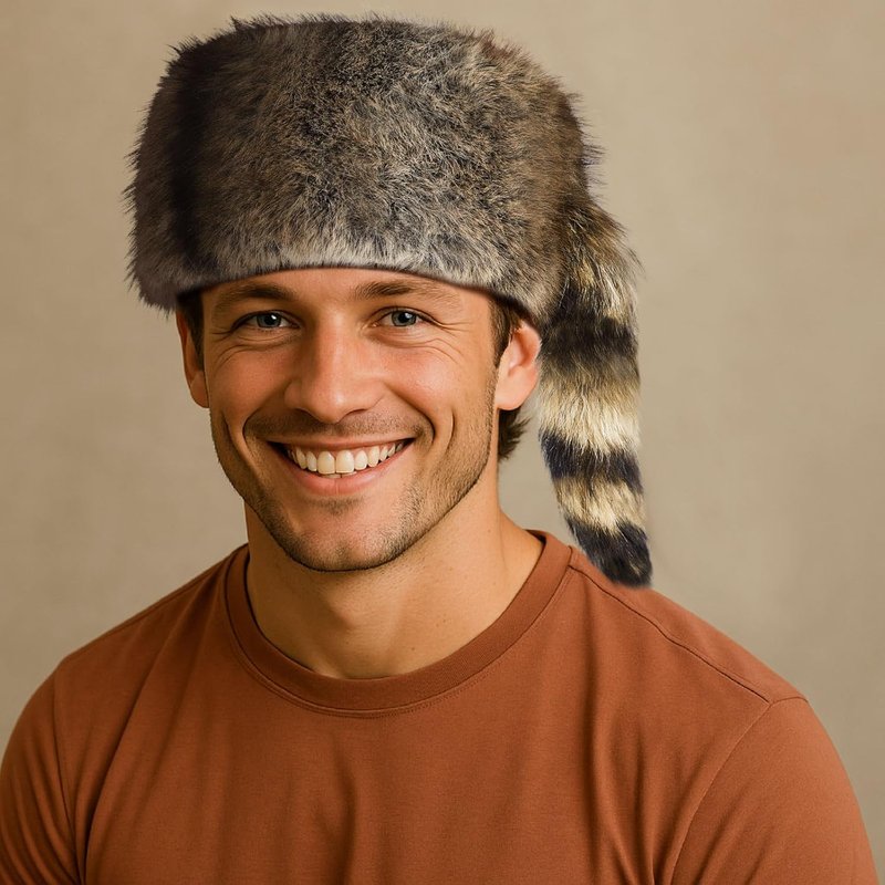 Raccoon Hat with Tail - Faux Fur Unisex Winter Cap for Cold Weather | Warm & Stylish