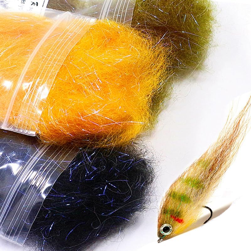 Fly Tying Laser Yarn - 6 Bright & Deep Colors | Long-Lasting Fiber Dubbing Materials