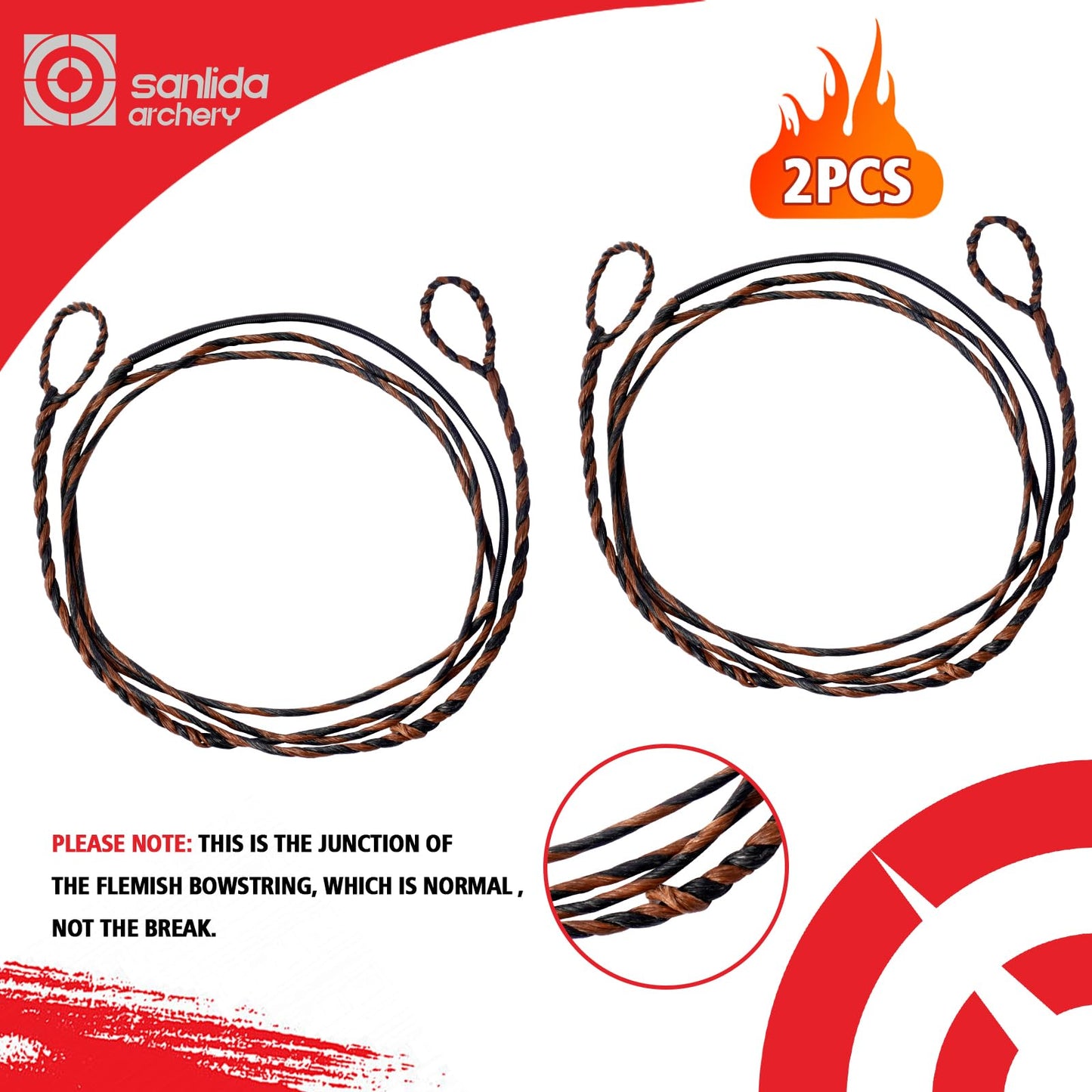 sanlida Archery 2PCS Dynaflight BCY D97 Handmade Flemish Twist Bow String Replacement for Traditional Longbow and Recurve Bow, 16 Strands，56 Inches
