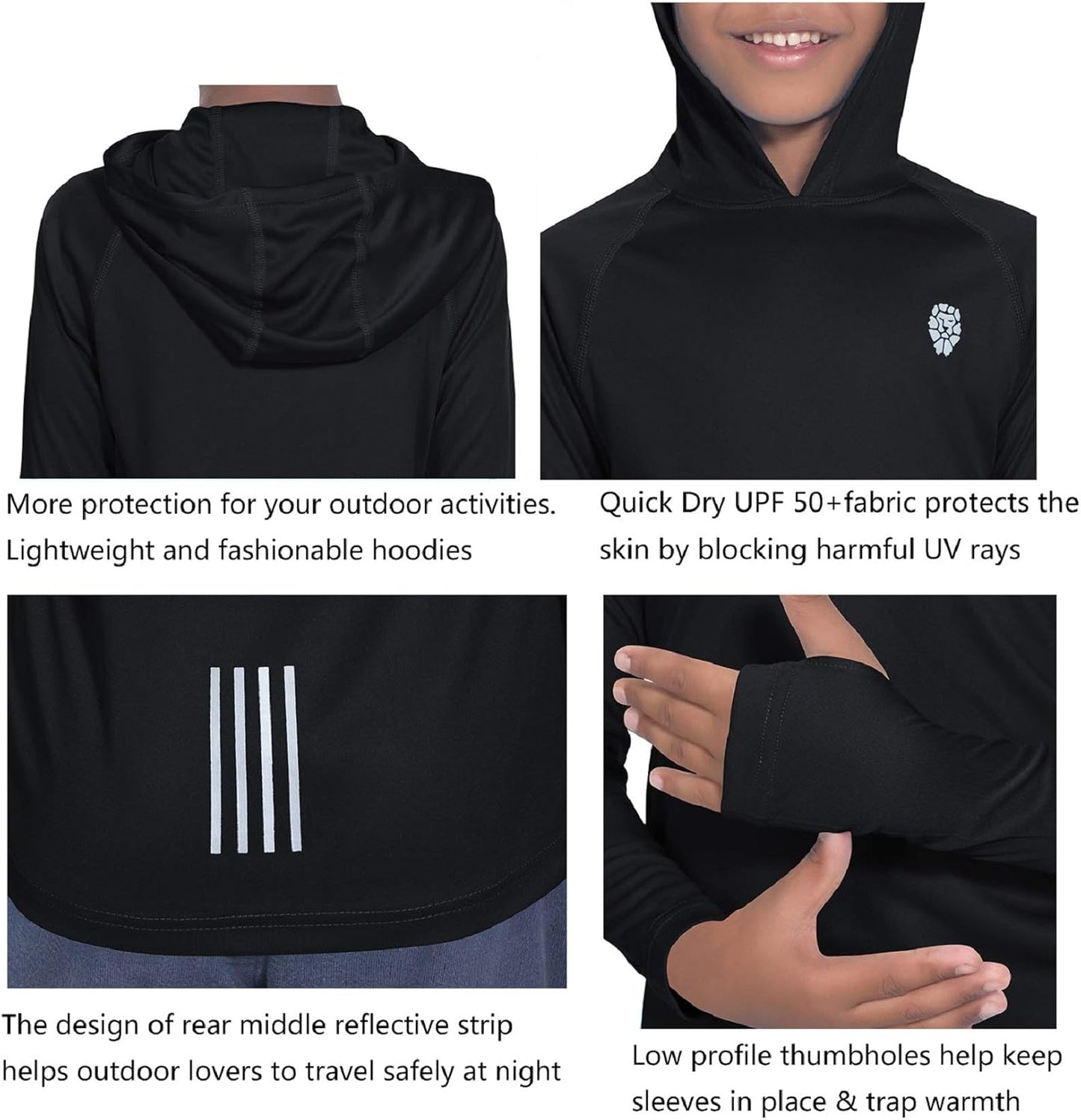 Boys' Outdoor Hoodies - Youth Athletic Tops with UPF 50+ Sun Protection | Comfortable & Stylish