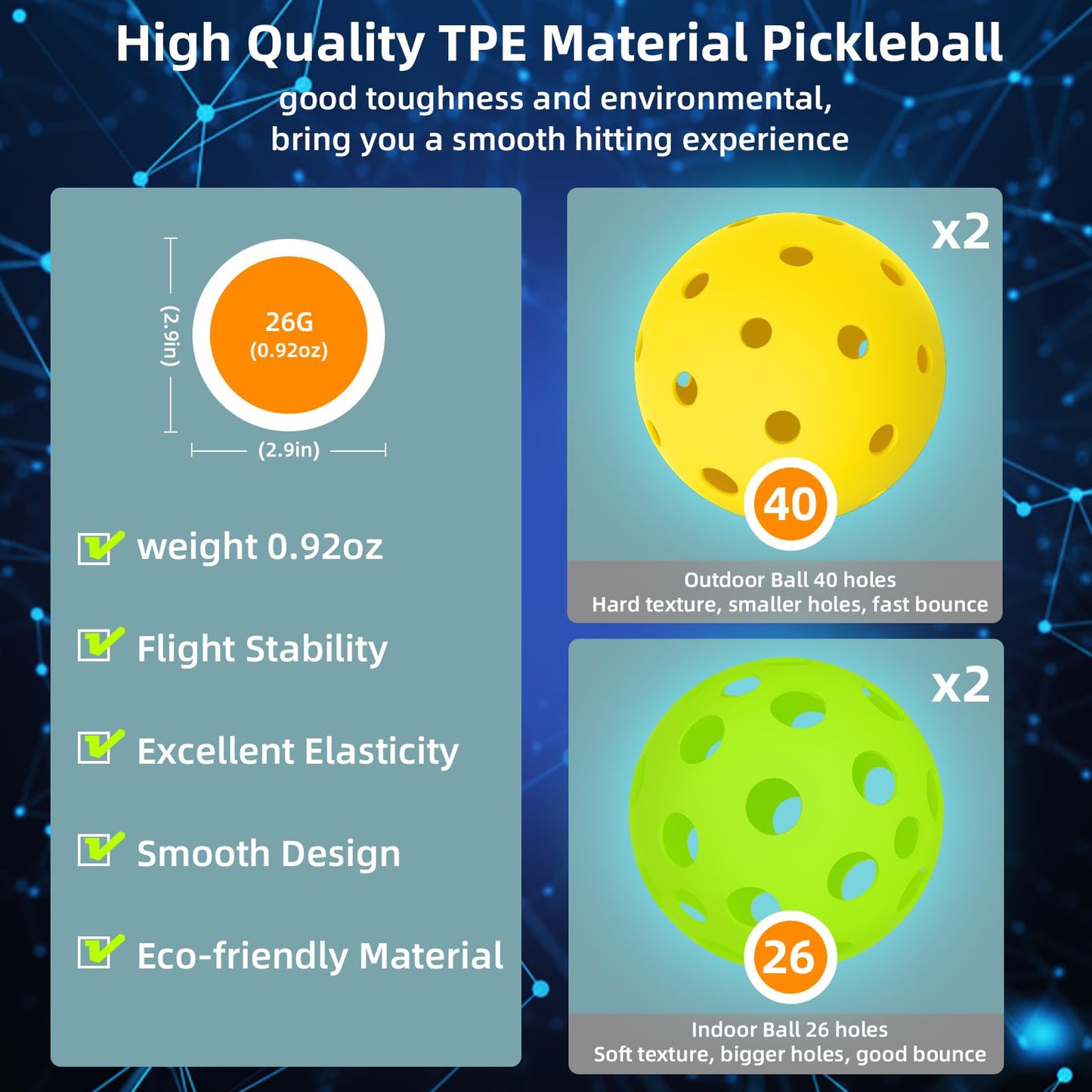 Upalled Pickleball Paddles Set of 2, USAPA Approved Fiberglass Pickleball Set with 2 Pickleball Paddle,2 Indoor Pickleball Balls,2 outddoor Pickleball Balls