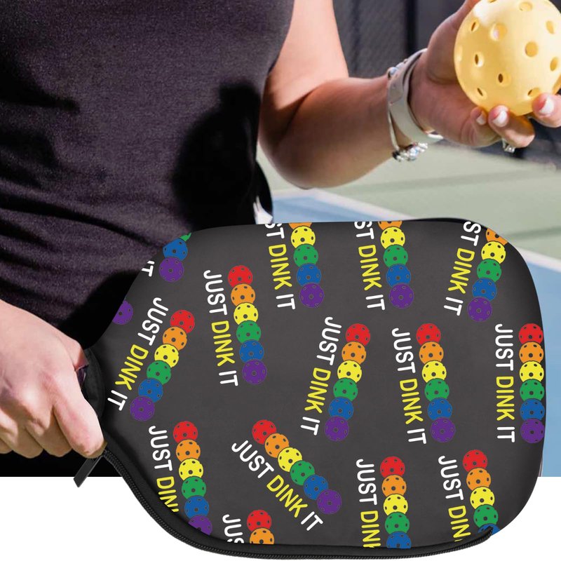 PWHAOO 2PC Pickleball Paddle Covers Funny Pickleball Paddle Pouch Gift Impeccable Gift For Pickleball Players & Fans (JUST DINK IT Paddle)