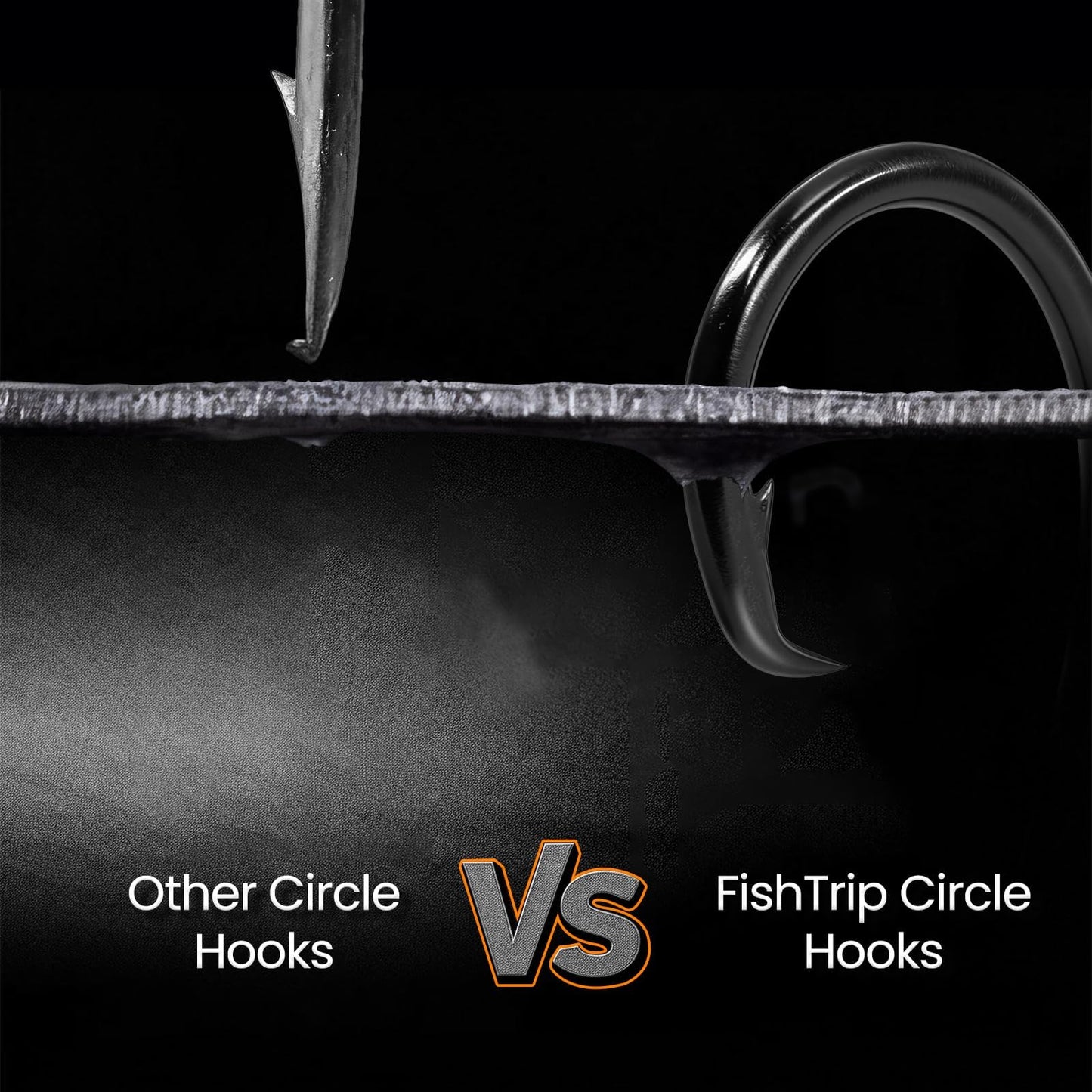FishTrip 25pcs Inline 5X Strong Circle Hooks, Fishing Hooks for Saltwater