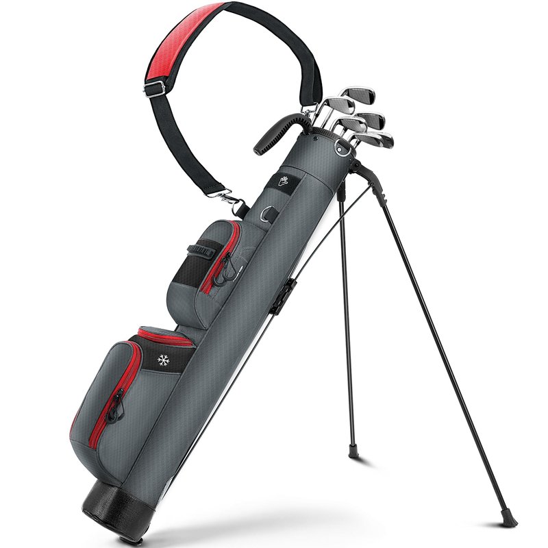 Shopsource Golf Stand Bag, Lightweight Par 3 Carry Bag with Insulated Cooler Pocket, Easy to Carry and Durable, Ideal for Driving Range Pitch n Putt Executive Courses, Grey
