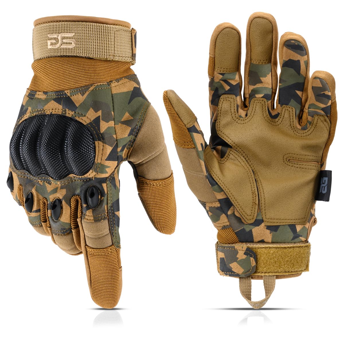 Glove Station Gloves for Men – Touchscreen Utility Gear with Hard Knuckle Protection Used in Motorcycle, Airsoft, & Outdoor Work Camouflage - Hard Knuckle X-Large