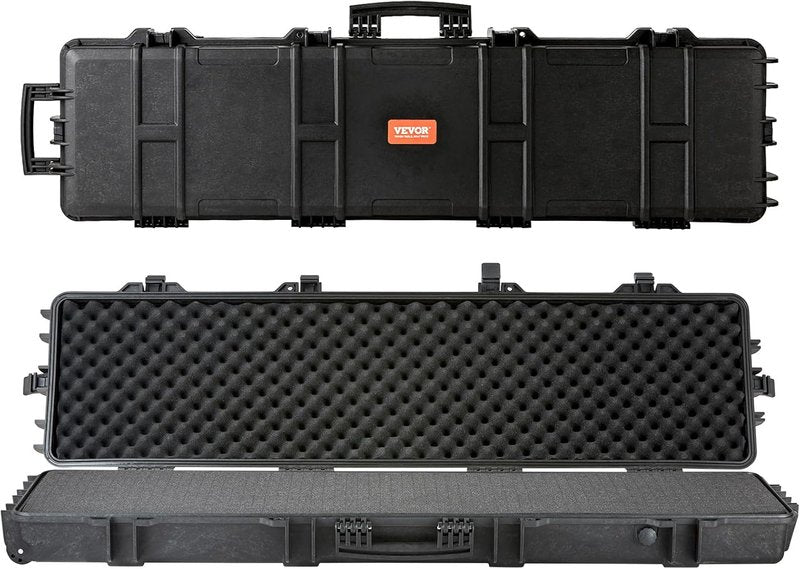 VEVOR Hard Rifle Case - 50 Inch Lockable Storage with Waterproof Foams | Durable Black Design