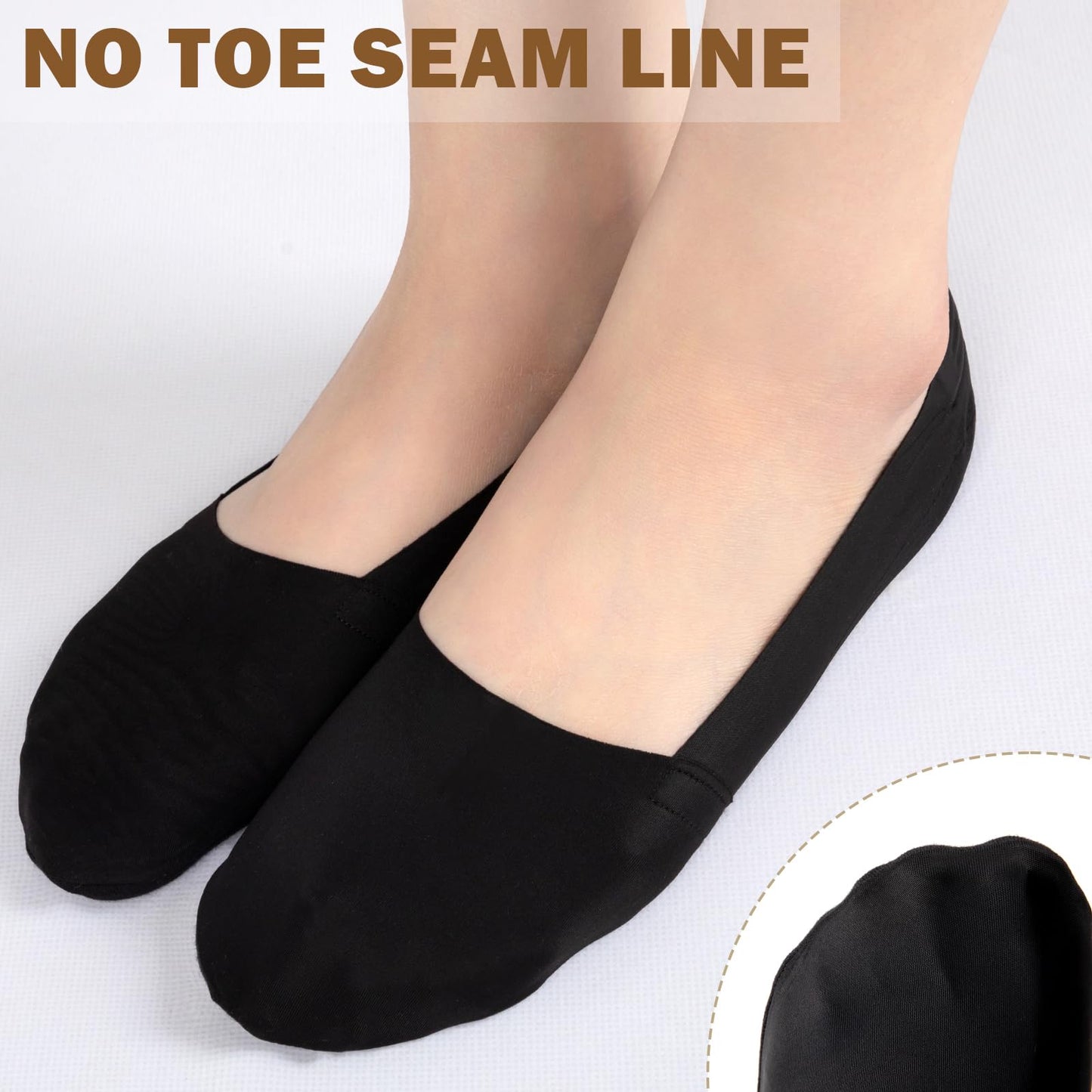 Sofier No Show Socks Womens, Non Slip Low Cut 6 Pairs Thin Silky Dress Footies Liner Invisible Socks Flats Loafers Sneakers Nude Black White