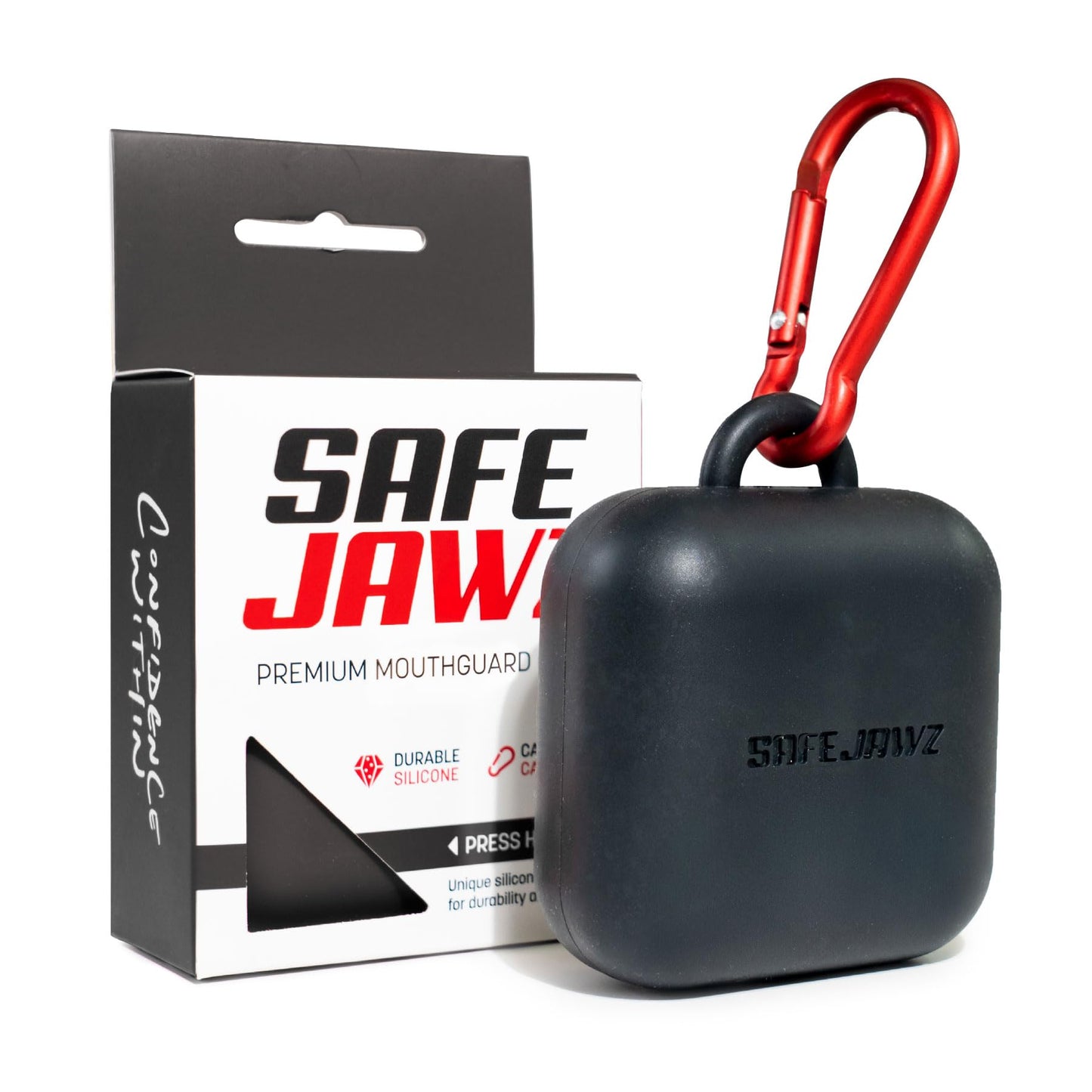 SAFEJAWZ Black Premium Mouth Guard Case with Carabiner Clip