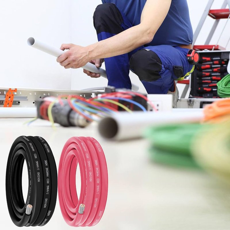 2/0 AWG Marine Grade Wire - 10FT Red & Black Tinned Copper Cable for Automotive, Boat, RV, Solar Applications