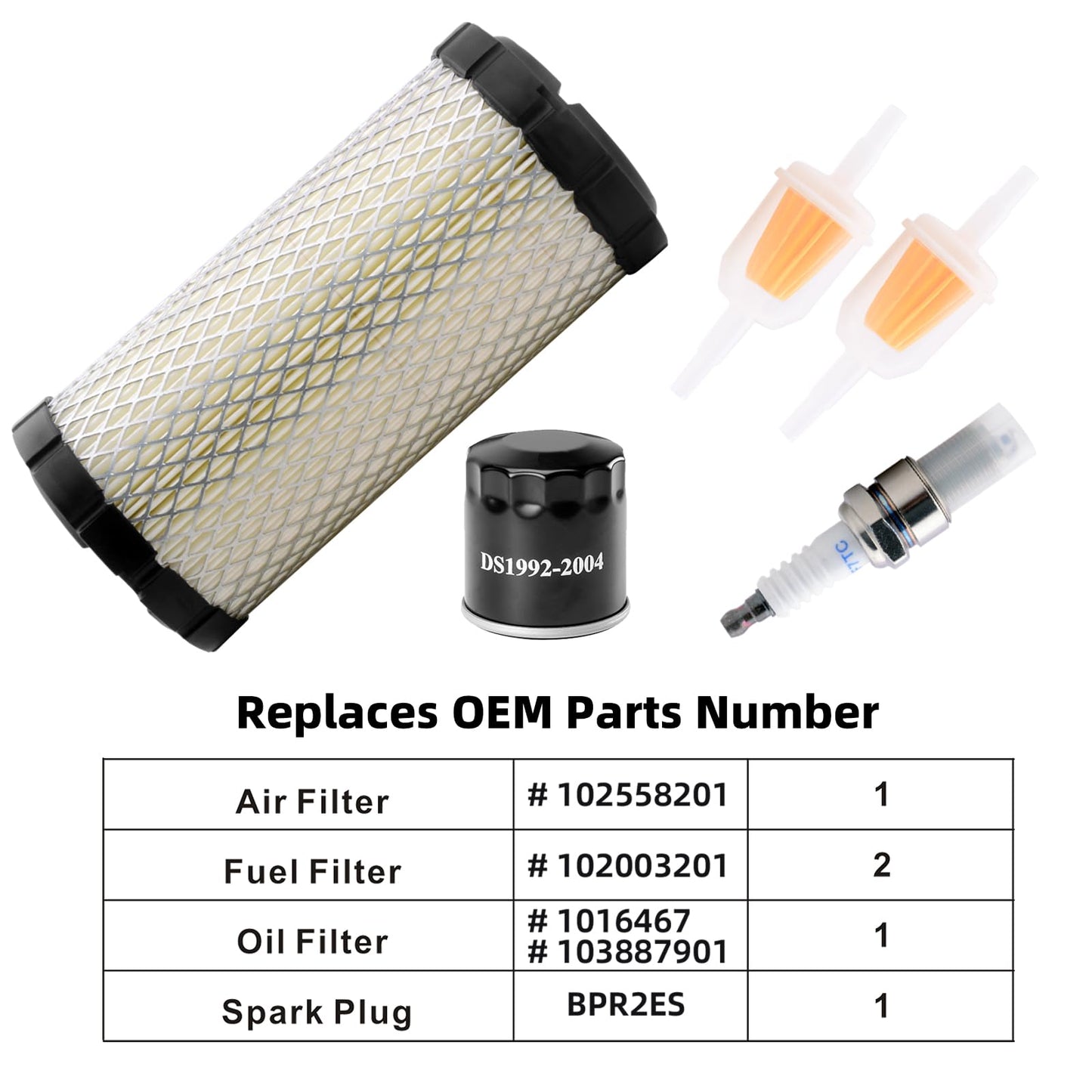 Roykaw Club Car Tune Up Kit for Precedent 2004-up Gas Golf Cart Models with FE350 Kawasaki Motor, Includes Spark Plug, Air/Oil Filter, Fuel Filter