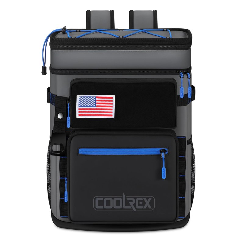 COOLREX Large Backpack Cooler 36 Can Cooler Backpack with 2 Insulated Compartments Leak Proof Waterproof Travel Backpack, Camping Beach Picnic Lunch Thermal Bag for Women and Men (Gray)