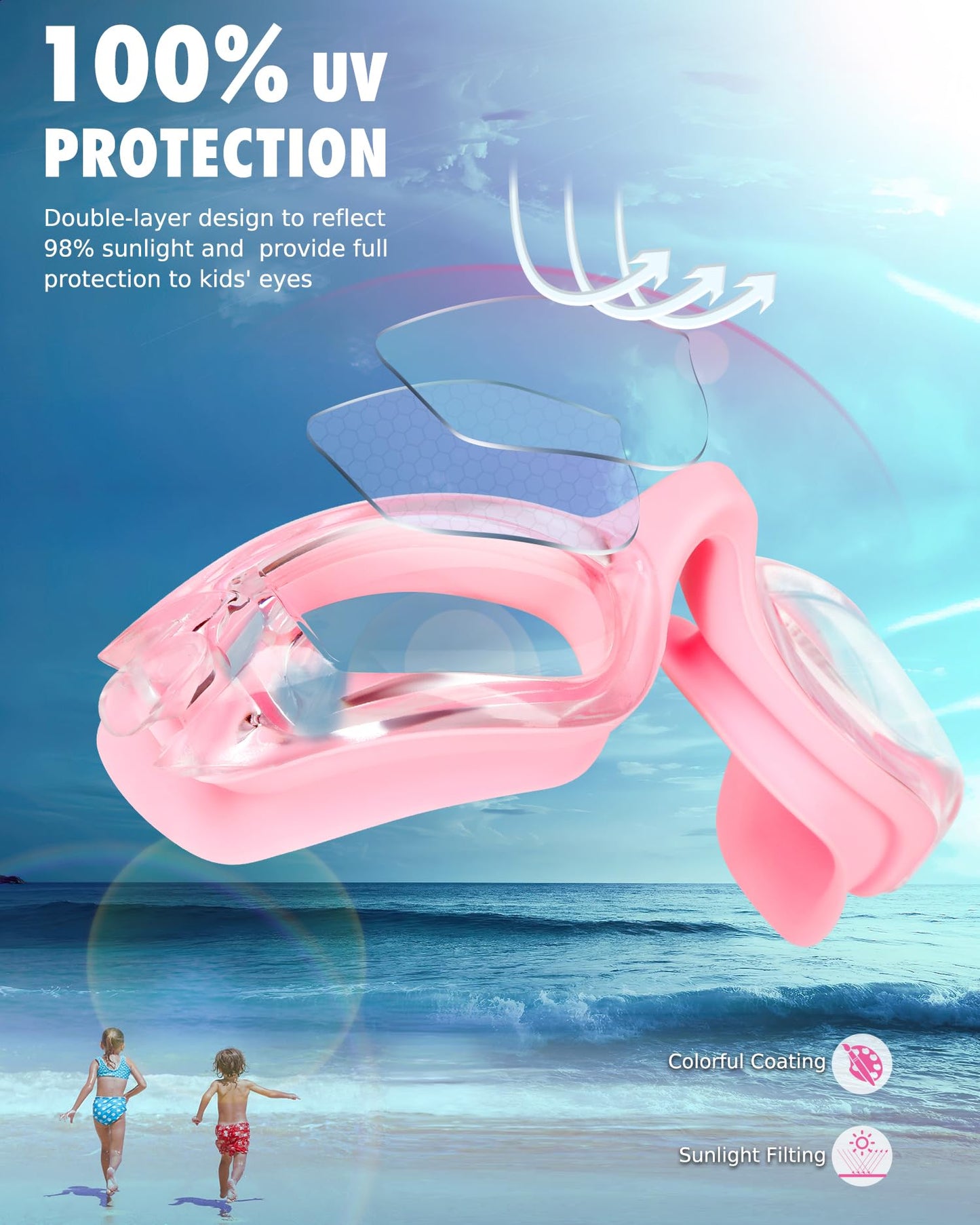 Aegend Kids Swim Goggles, Pack of 2 Swimming Goggles for Children Boys & Girls Age 3-14