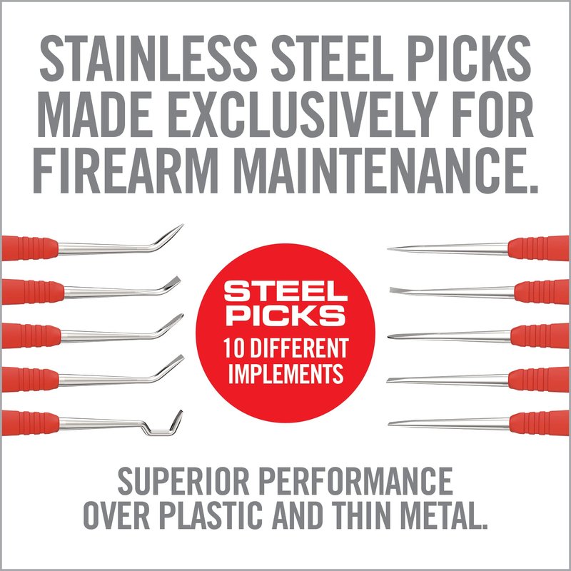 Real Avid Stainless Steel Gun Cleaning Picks for Firearm Cleaning and Maintenance - Set of 5 | 10 Different Tip Shapes for Gun Cleaning | Ergonomic Handle For Superior Control and Easy Carbon Cleaning