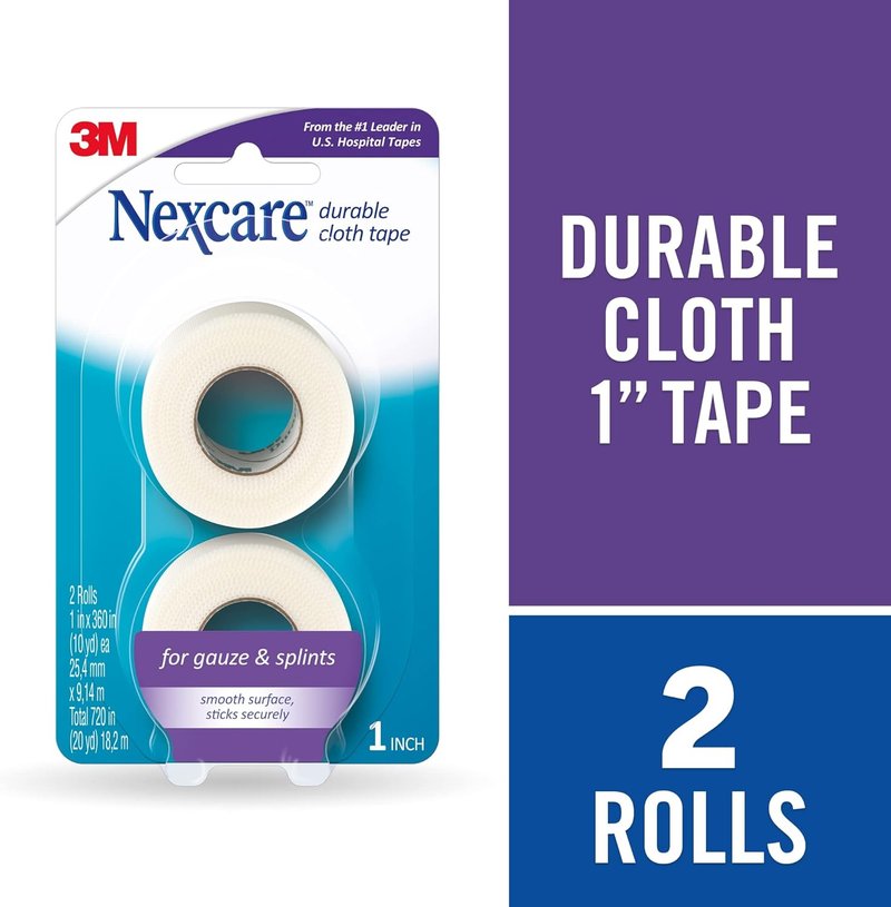 Nexcare Durable Cloth Tape - Woven Medical Tape for Bulky Wound Dressings | 1 In x 10 Yds, 2 Rolls
