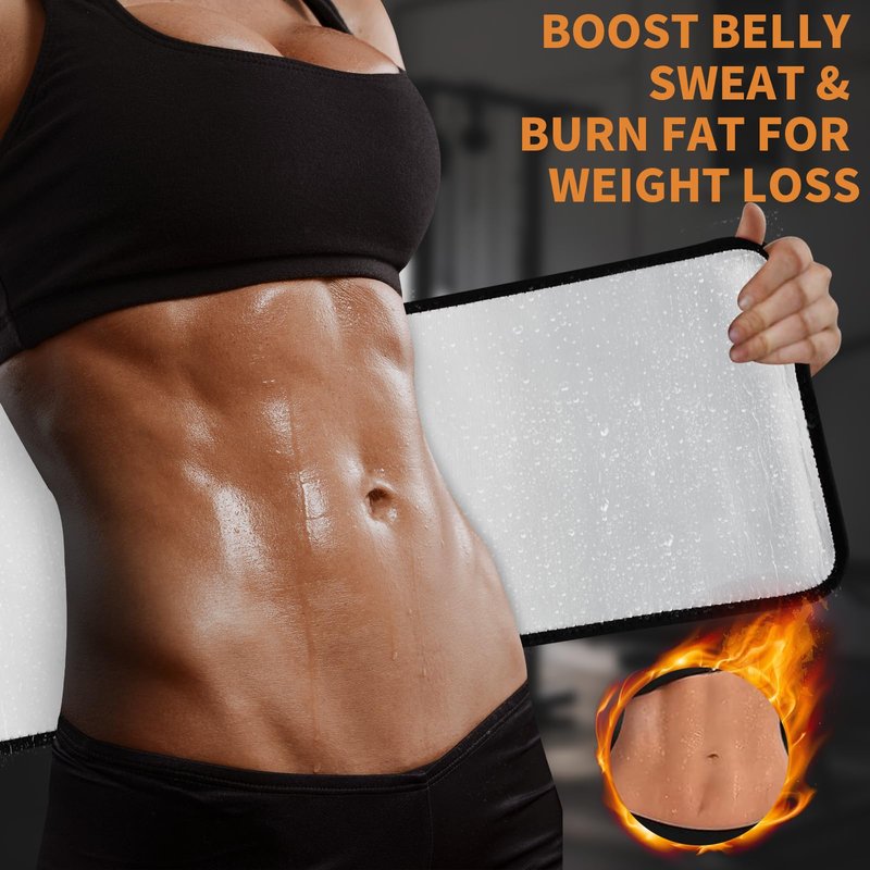 LKV Waist Trainer for Women Lower Belly Fat, Waist Trimmer Sweat Belt for Workout, Stomach Wrap Waist Sweat Band Body Shaper for Women Silver-black